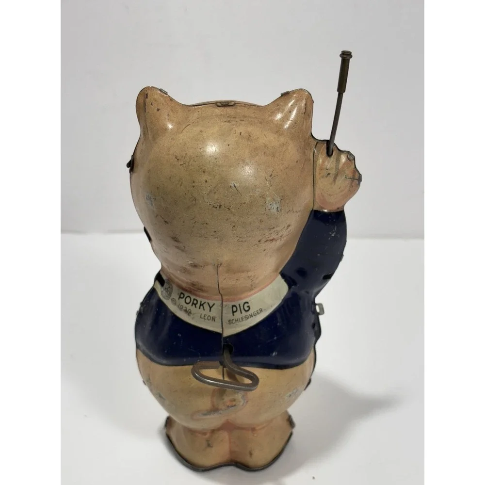 Vintage 1939 Marx Porky Pig Leon Schlesinger‎ Tin Litho Mechanical Toy